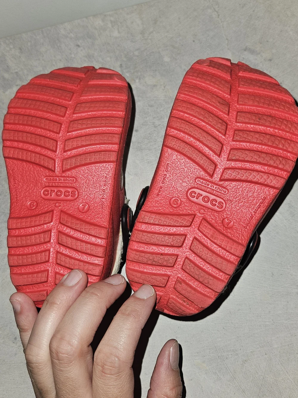 Crocs Kids' Red and White Mickey Snow Clog - Cozy Lined Shoes Size 6/7